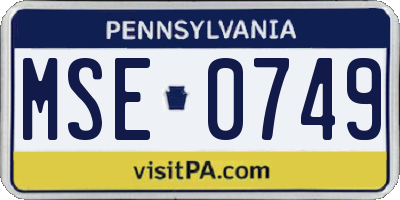PA license plate MSE0749