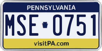 PA license plate MSE0751