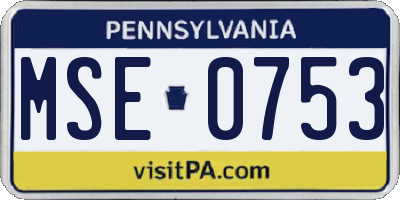 PA license plate MSE0753