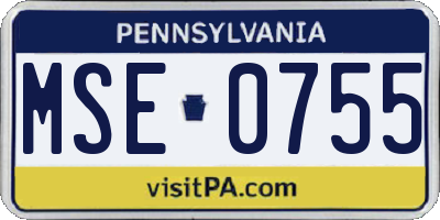 PA license plate MSE0755