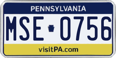 PA license plate MSE0756