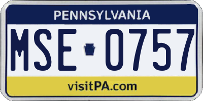 PA license plate MSE0757