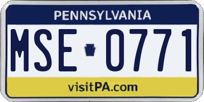 PA license plate MSE0771