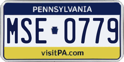 PA license plate MSE0779