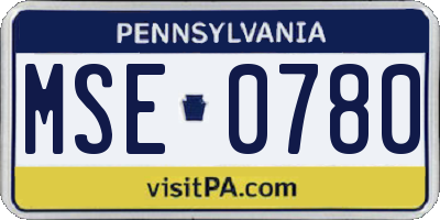 PA license plate MSE0780