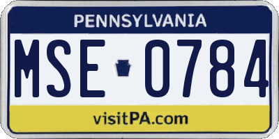 PA license plate MSE0784
