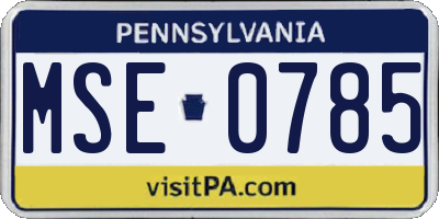 PA license plate MSE0785