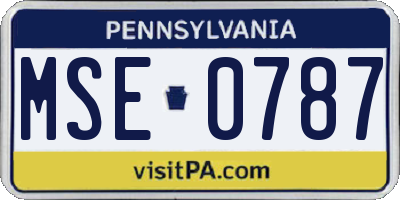 PA license plate MSE0787