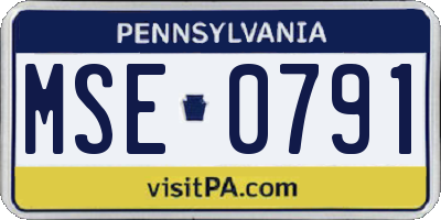 PA license plate MSE0791