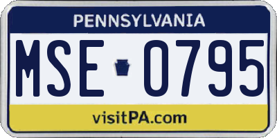 PA license plate MSE0795