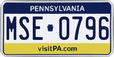 PA license plate MSE0796