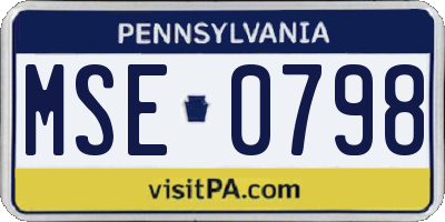 PA license plate MSE0798