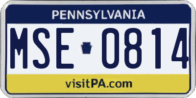 PA license plate MSE0814