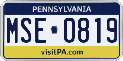 PA license plate MSE0819