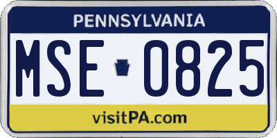 PA license plate MSE0825