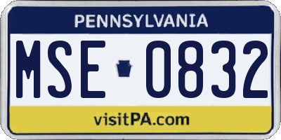 PA license plate MSE0832