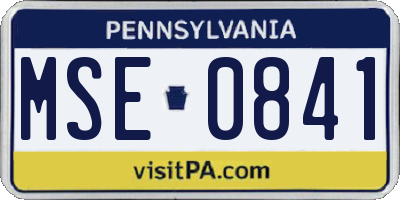 PA license plate MSE0841