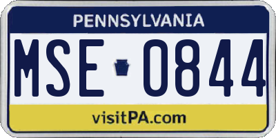 PA license plate MSE0844