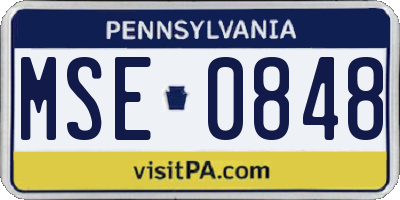 PA license plate MSE0848