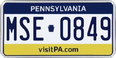 PA license plate MSE0849