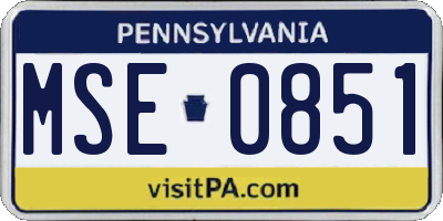 PA license plate MSE0851