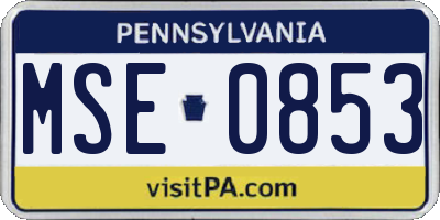 PA license plate MSE0853