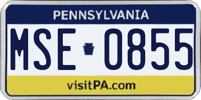 PA license plate MSE0855