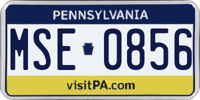 PA license plate MSE0856