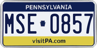 PA license plate MSE0857