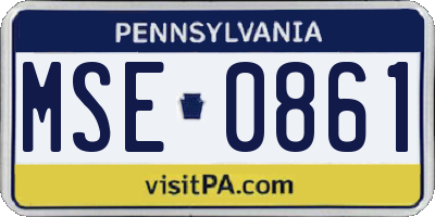 PA license plate MSE0861