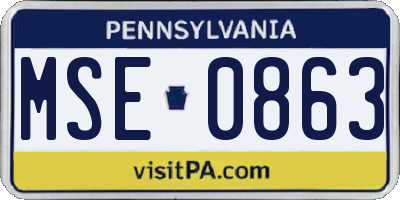 PA license plate MSE0863