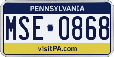 PA license plate MSE0868