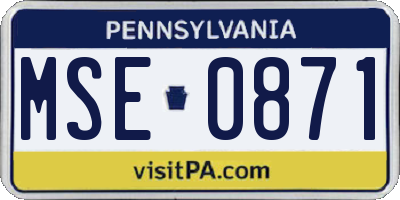 PA license plate MSE0871