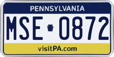 PA license plate MSE0872