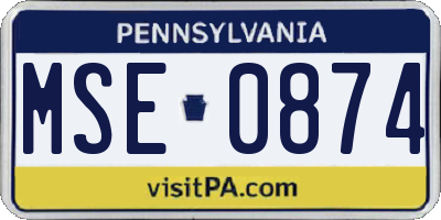 PA license plate MSE0874