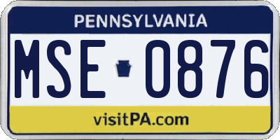 PA license plate MSE0876
