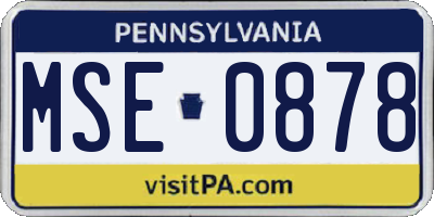 PA license plate MSE0878