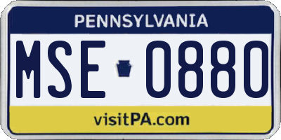 PA license plate MSE0880