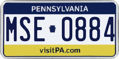 PA license plate MSE0884