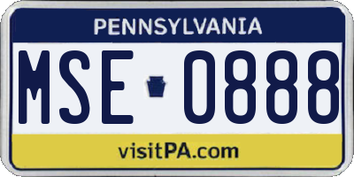PA license plate MSE0888