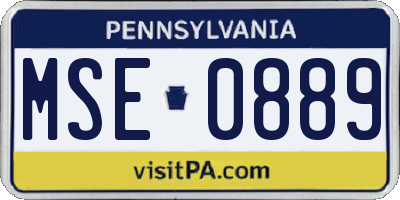 PA license plate MSE0889
