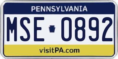 PA license plate MSE0892