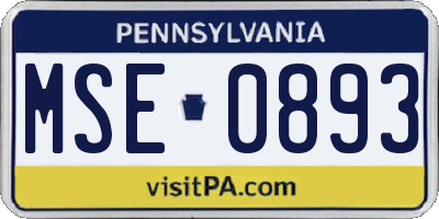 PA license plate MSE0893