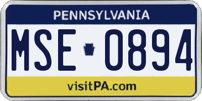 PA license plate MSE0894