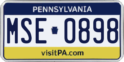 PA license plate MSE0898