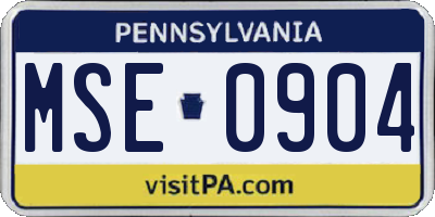 PA license plate MSE0904