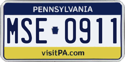 PA license plate MSE0911