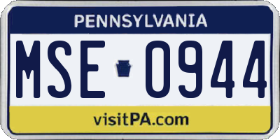 PA license plate MSE0944