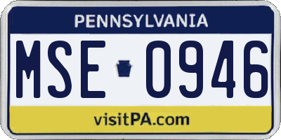 PA license plate MSE0946