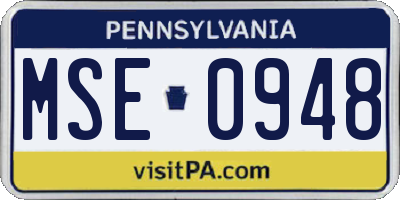PA license plate MSE0948